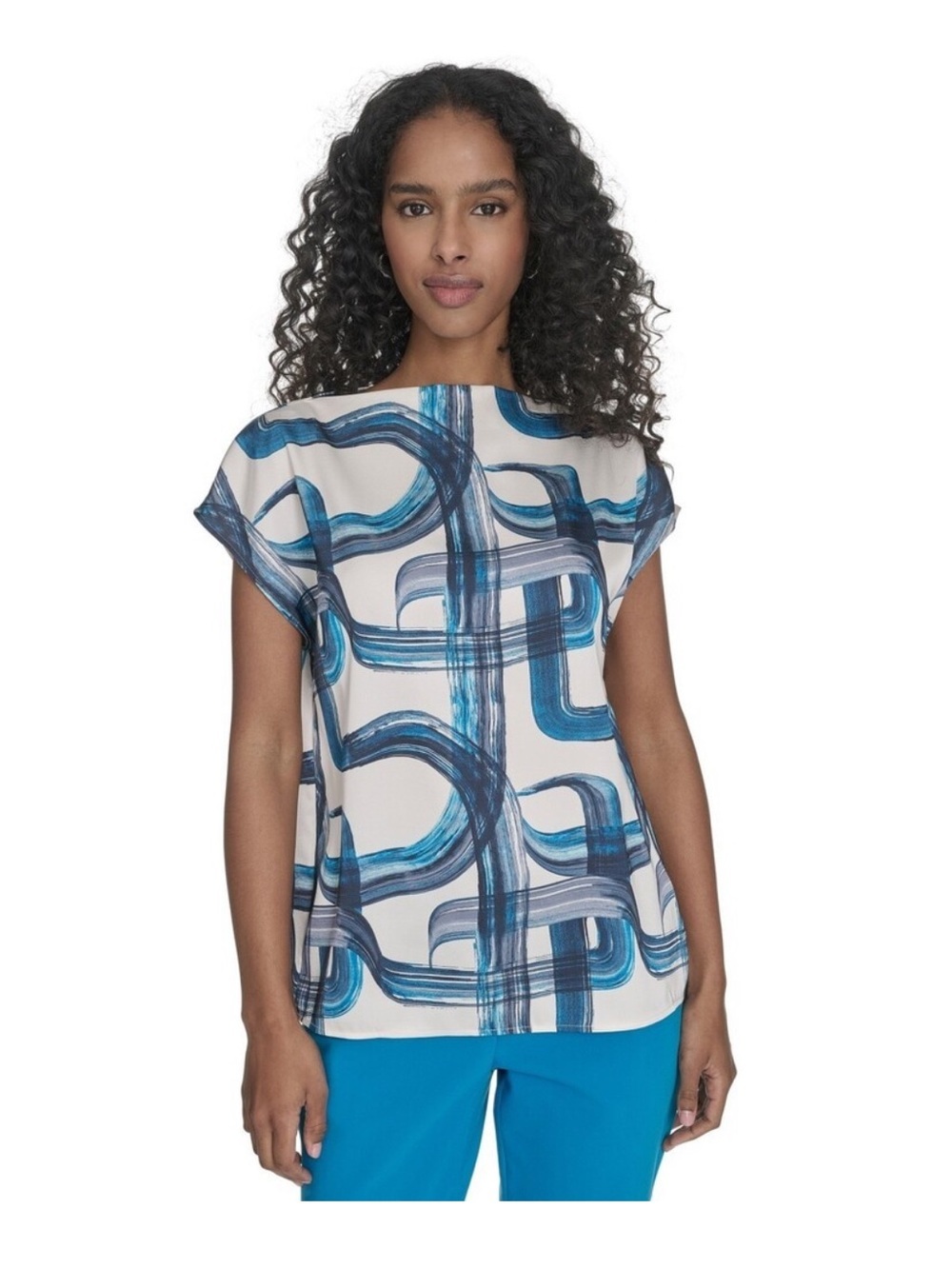 Calvin Klein Printed Mock Neck Top Women’s XL Corsica ~note color~